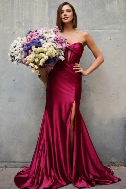 Abito da sera in raso a bustier