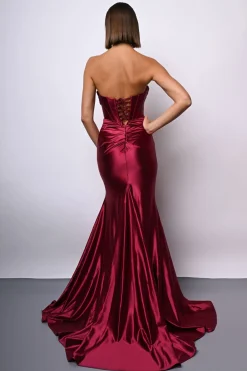 Abito da sera in raso a bustier