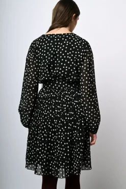 Abito in chiffon a stampa pois