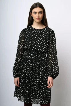 Abito in chiffon a stampa pois