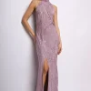 Abito lungo in jacquard floreale