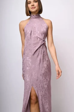 Abito lungo in jacquard floreale