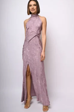 Abito lungo in jacquard floreale