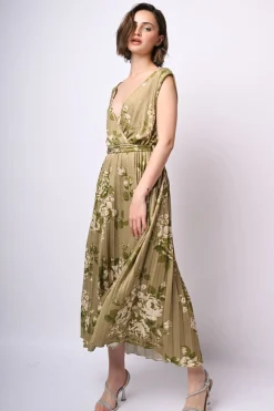 Abito lungo in maglia lurex a stampa floreale