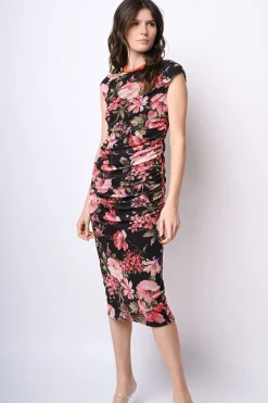 Abito midi in tulle a stampa floreale