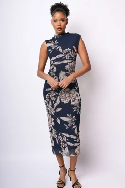 Abito midi in tulle a stampa floreale