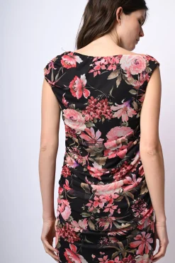 Abito midi in tulle a stampa floreale