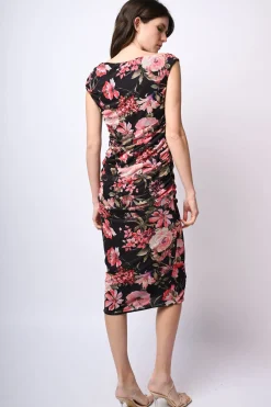 Abito midi in tulle a stampa floreale