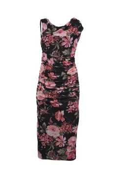 Abito midi in tulle a stampa floreale