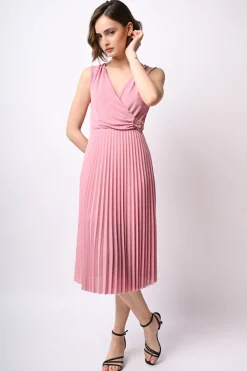 Abito midi plissé in lurex