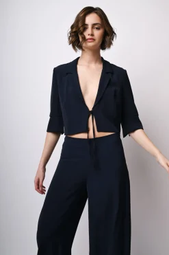 Blazer crop con laccetti