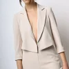 Blazer crop in crêpe