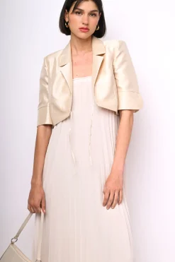 Blazer crop in shantung