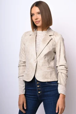 Blazer in similpelle effetto vintage