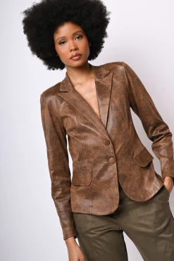 Blazer in similpelle effetto vintage