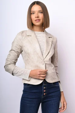 Blazer in similpelle effetto vintage