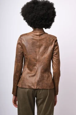 Blazer in similpelle effetto vintage