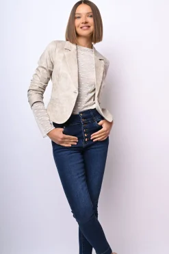 Blazer in similpelle effetto vintage