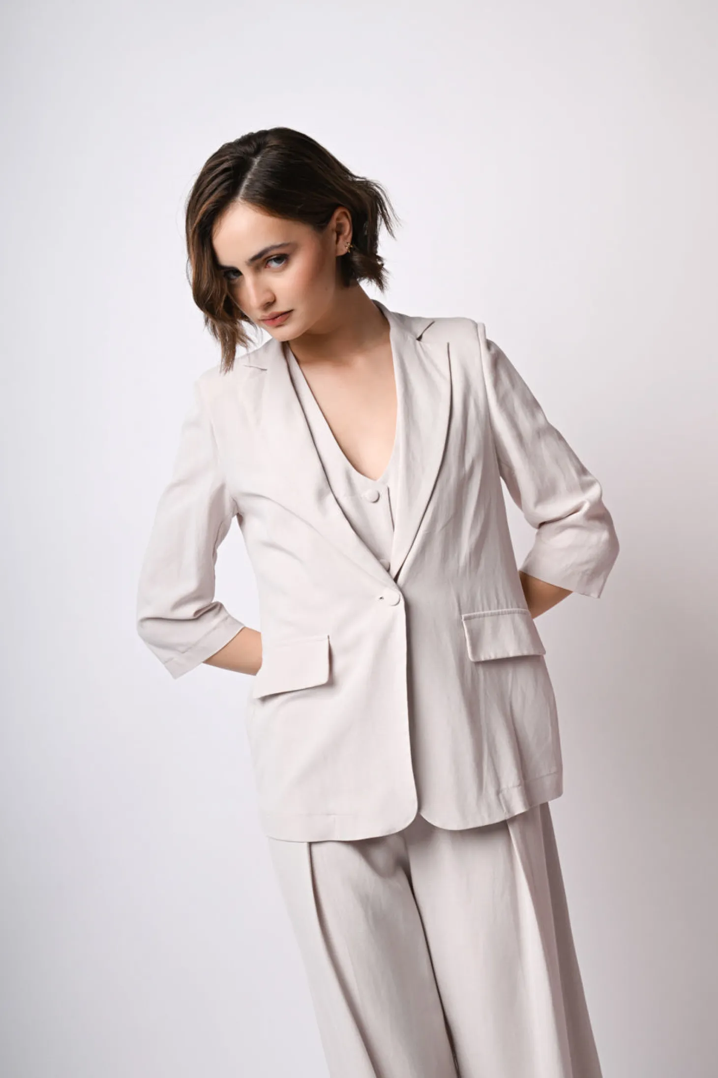 Blazer in viscosa e lino