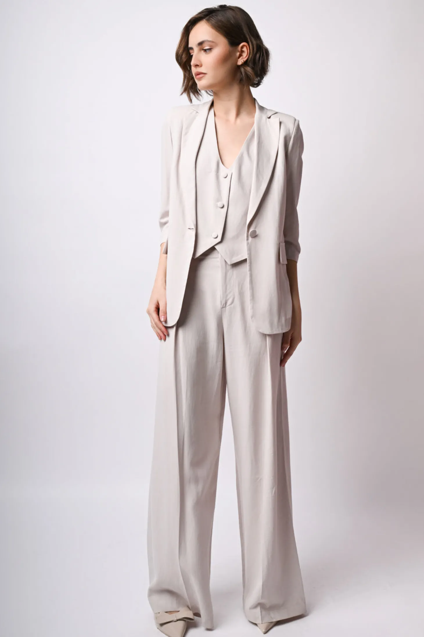 Blazer in viscosa e lino