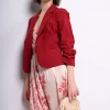 Blazer misto viscosa con maniche arricciate