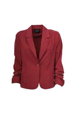 Blazer misto viscosa con maniche arricciate