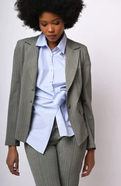 Blazer monopetto a stampa gessata
