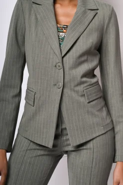 Blazer monopetto a stampa gessata