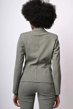 Blazer monopetto a stampa gessata