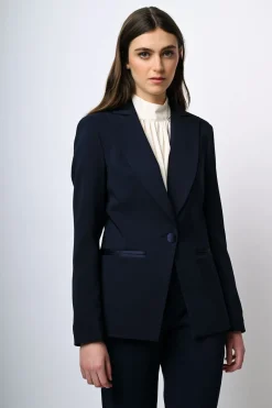 Blazer monopetto con dettagli in raso