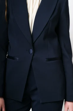 Blazer monopetto con dettagli in raso