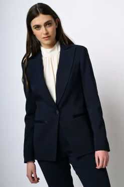 Blazer monopetto con dettagli in raso