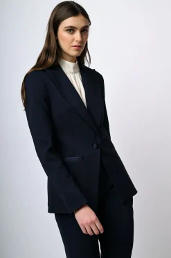 Blazer monopetto con dettagli in raso