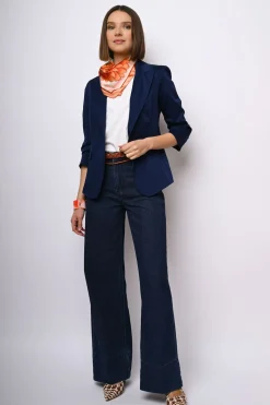 Blazer monopetto con maniche arricciate