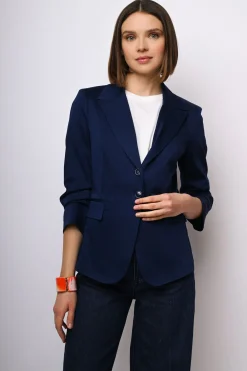 Blazer monopetto con maniche arricciate