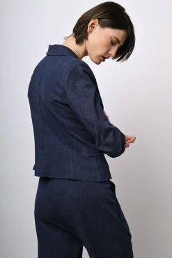 Blazer monopetto con maniche arricciate