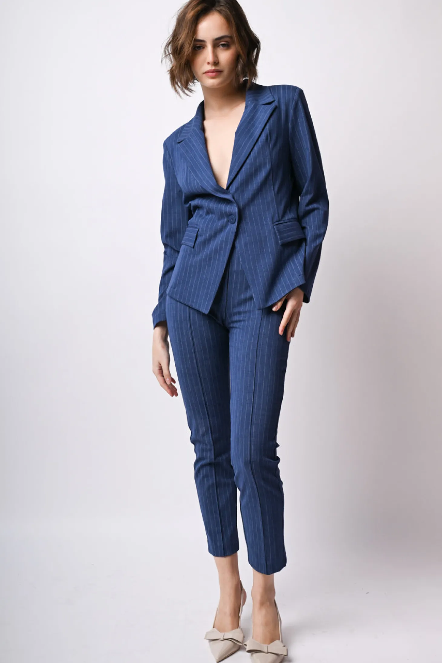 Blazer monopetto gessato