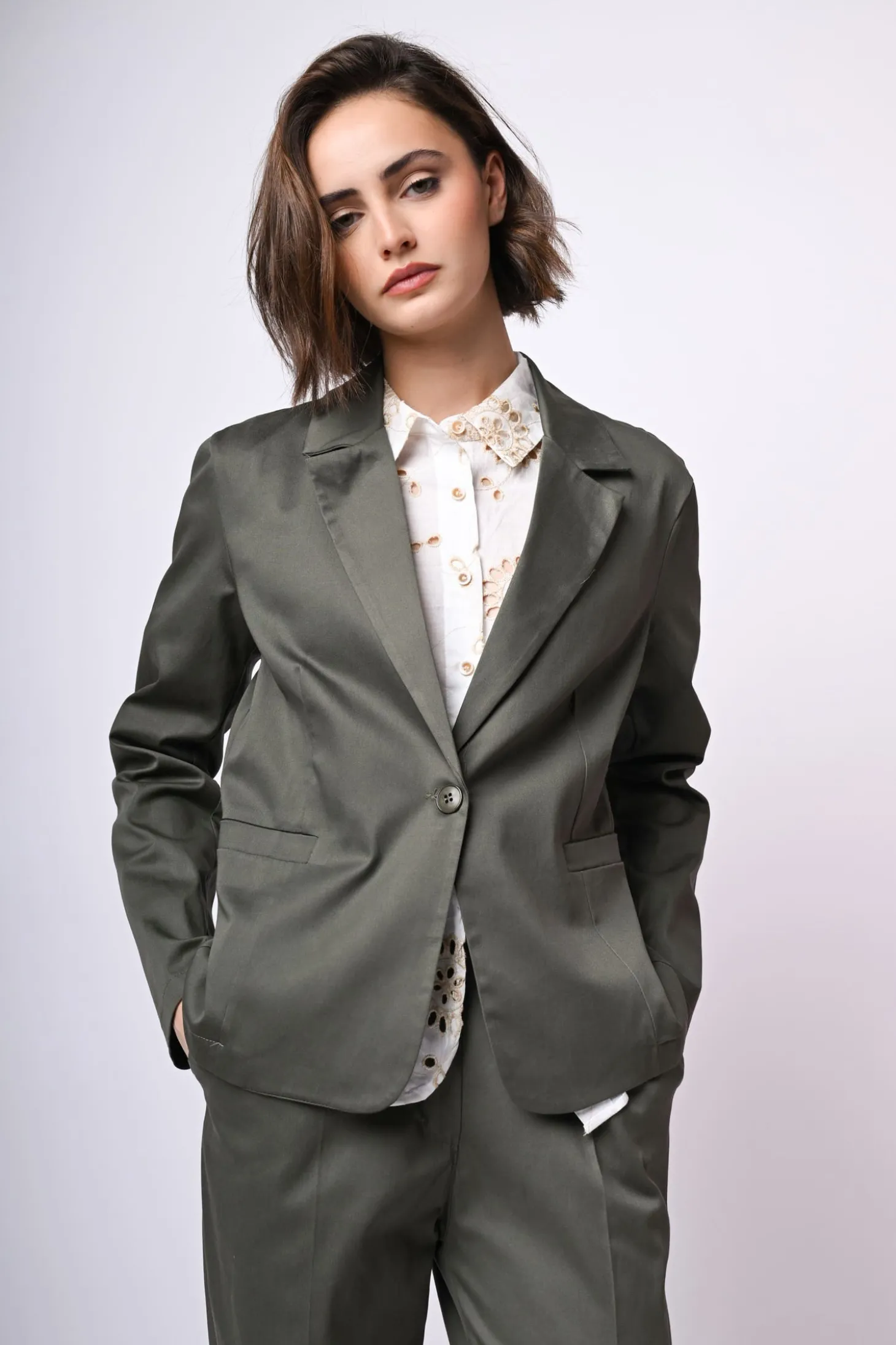 Blazer monopetto in cotone