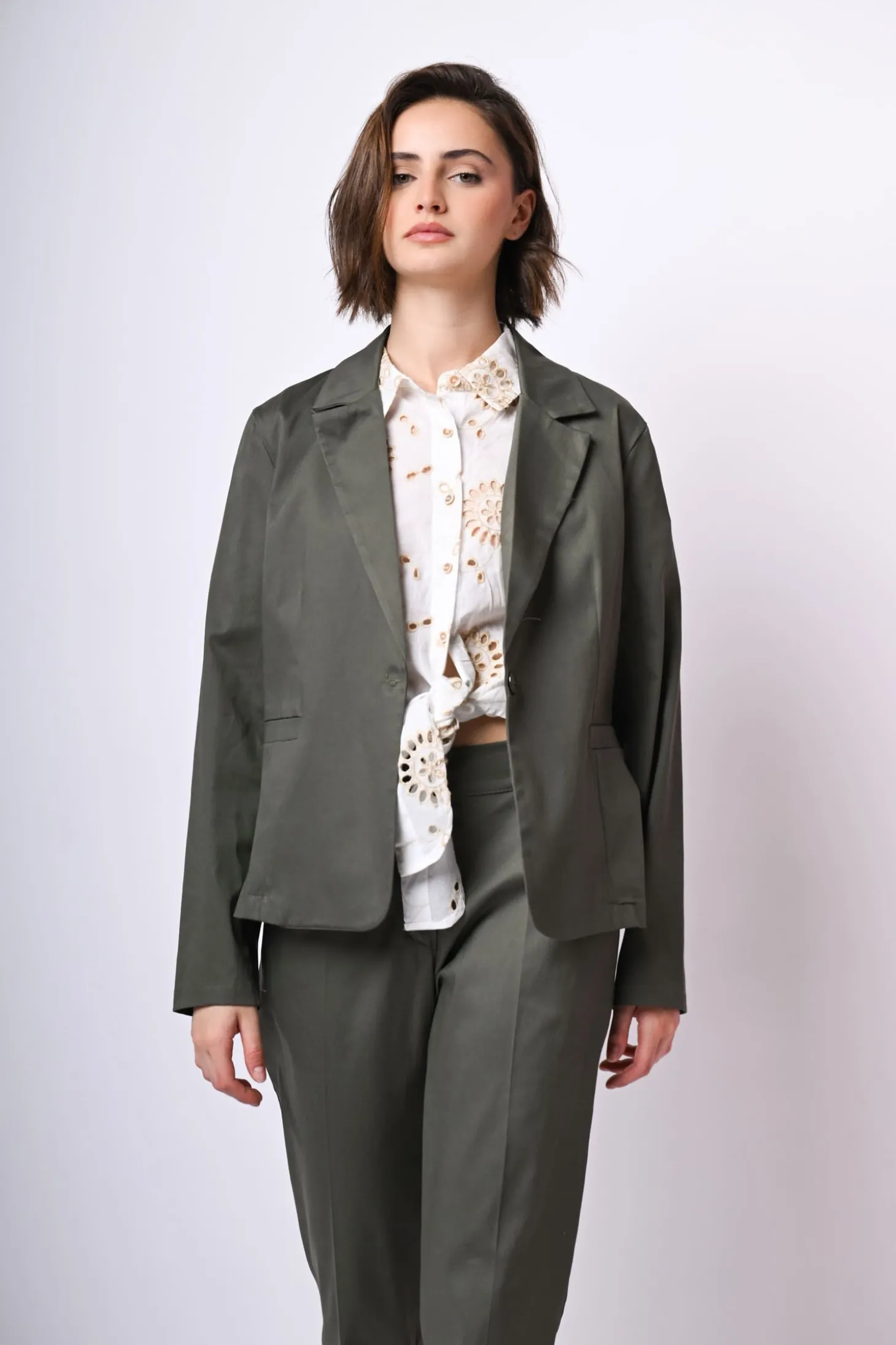 Blazer monopetto in cotone