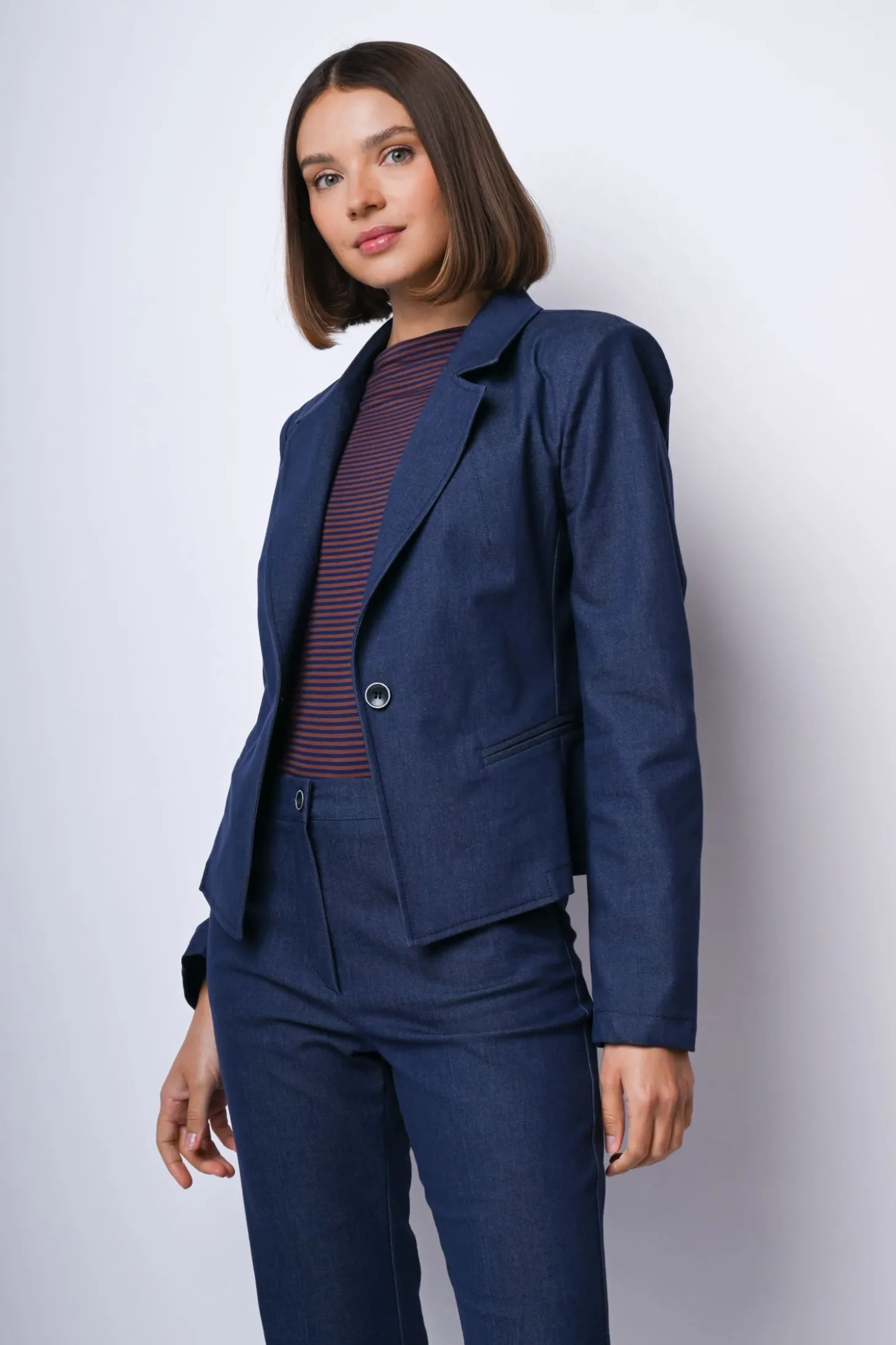 Blazer monopetto misto cotone