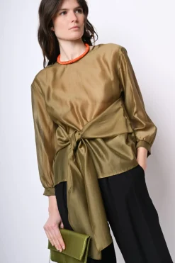 Blusa in mussola con fusciacca