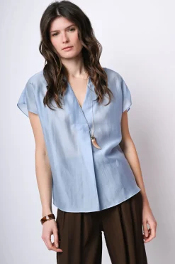 Blusa in mussola con scollo a V