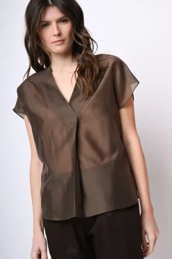 Blusa in mussola con scollo a V