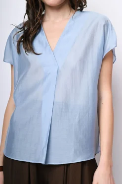Blusa in mussola con scollo a V