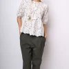 Blusa in pizzo Sangallo con laccetti