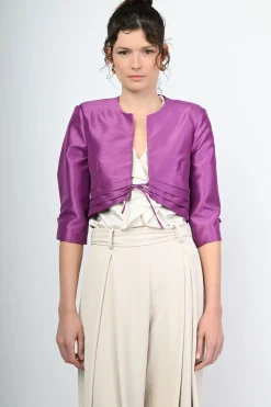 Bolero in shantung con fiocchetti
