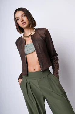 Bomber in similpelle stile vintage