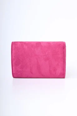 Borsa in faux suede con fibbia in strass