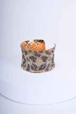 Bracciale rigido con strass animalier