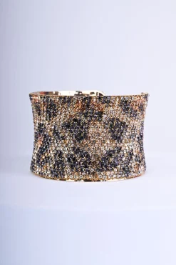 Bracciale rigido con strass animalier